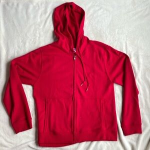 Hanes Red Hoodie Zip Jacket Slightly Cropped